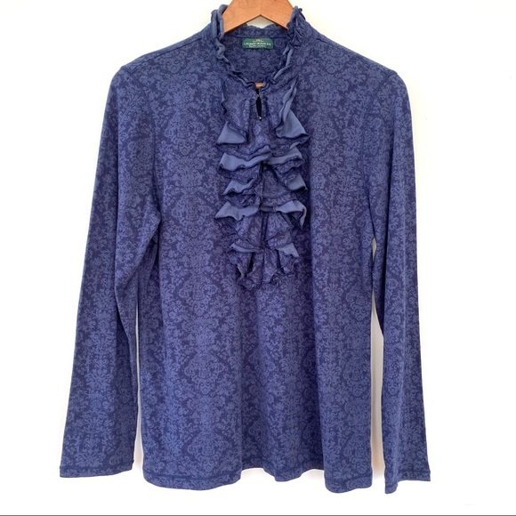 Ralph Lauren Tops - Ralph Lauren jersey knit top with ruffles, long sleeves, stretchy